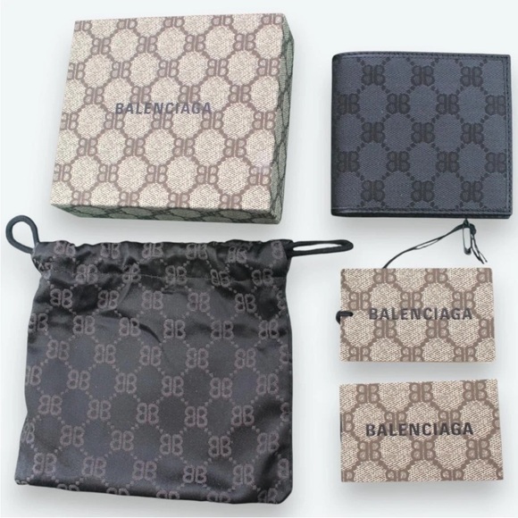 Gucci X Balenciaga Gray Monogram Wallet - Picture 2 of 7